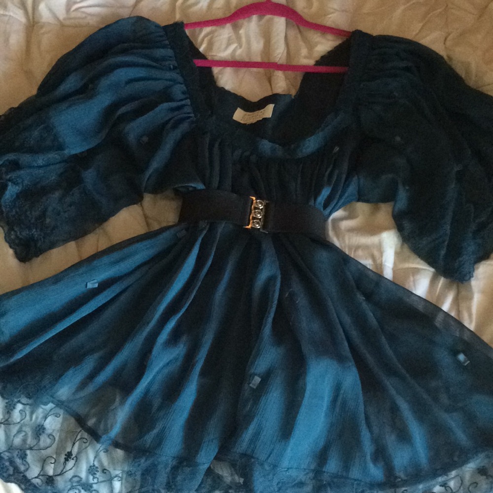 Upcycled Mediterranean blue babydoll dress